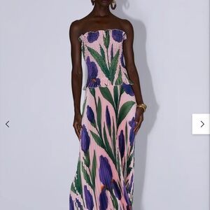 Pink Strapless Floral Maxi Dress with Purple Blooms *LOOKING TO PURCHASE*